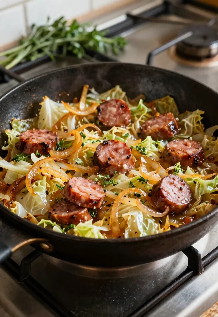 10 Keto Cabbage Recipes for Simple Budget-Friendly Low-Carb Meals - 4. Cabbage and Sausage Skillet