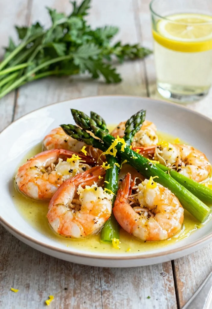 10 Keto Shrimp Recipes for Easy Light Weeknight Dinners - 9. Lemon Garlic Shrimp with Asparagus