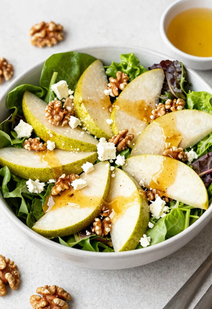 10 Pear Dessert Recipes for Cozy Light Seasonal Baking - 7. Pear and Walnut Salad with Honey Dressing