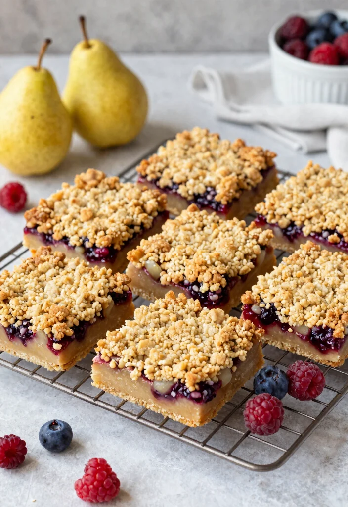10 Pear Dessert Recipes for Cozy Light Seasonal Baking - 9. Pear and Berry Crumble Bars