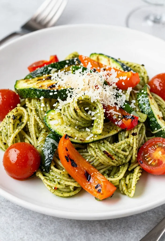 12 Griddle Dinner Recipes for Fast Flavorful Weeknight Cooking - 11. Pesto Pasta with Grilled Vegetables