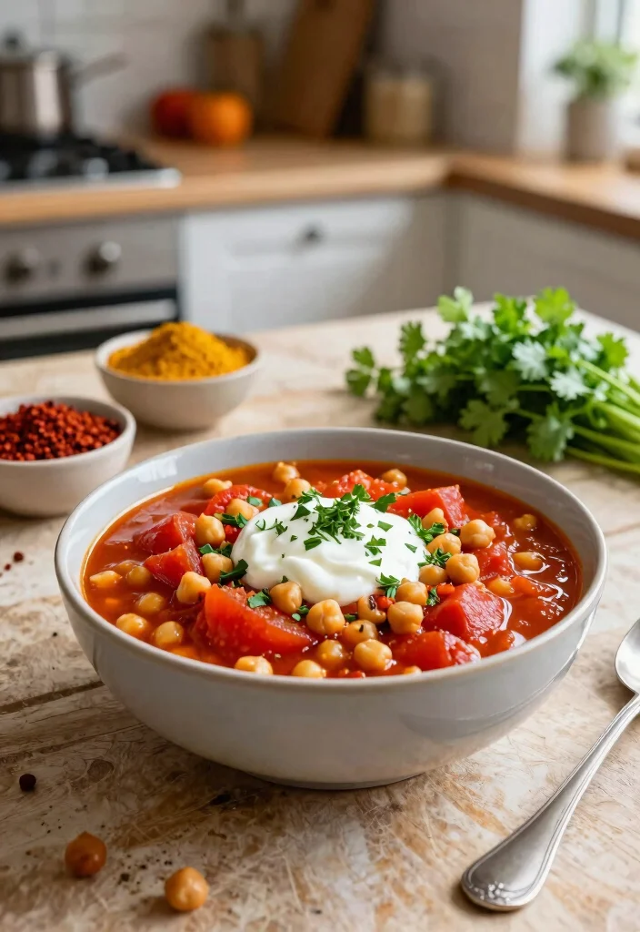 12 Healthy Fall Recipes with Cozy Simple Seasonal Flavor - 5. Spicy Tomato and Chickpea Stew