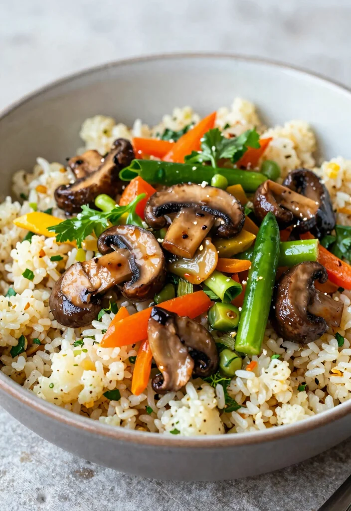 12 Healthy Mushroom Recipes for Easy Flavorful Meals - 11. Mushroom Cauliflower Rice Bowl