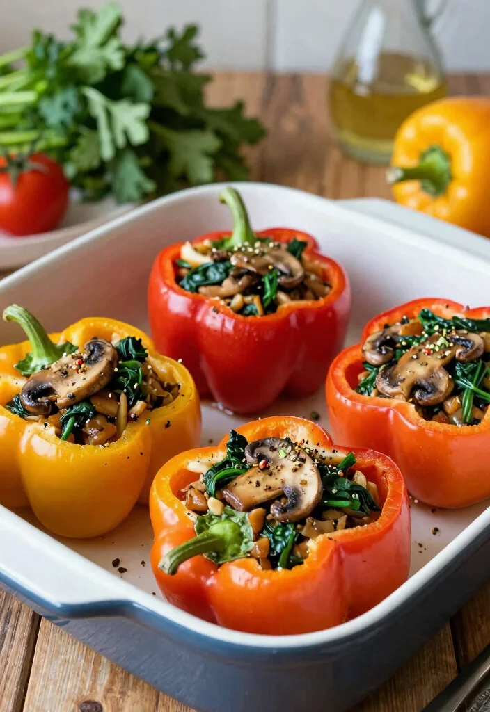 12 Healthy Mushroom Recipes for Easy Flavorful Meals - 9. Mushroom and Spinach Stuffed Peppers