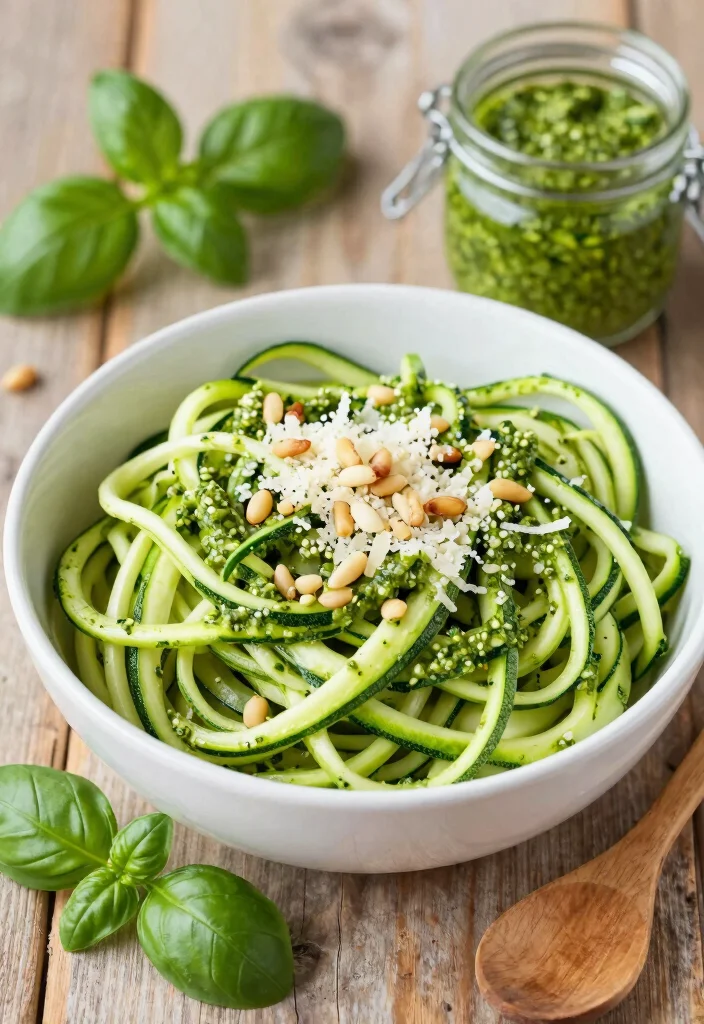 12 Healthy Noodle Recipes for Light Flavor-Packed Dinners - 1. Zucchini Noodles with Pesto