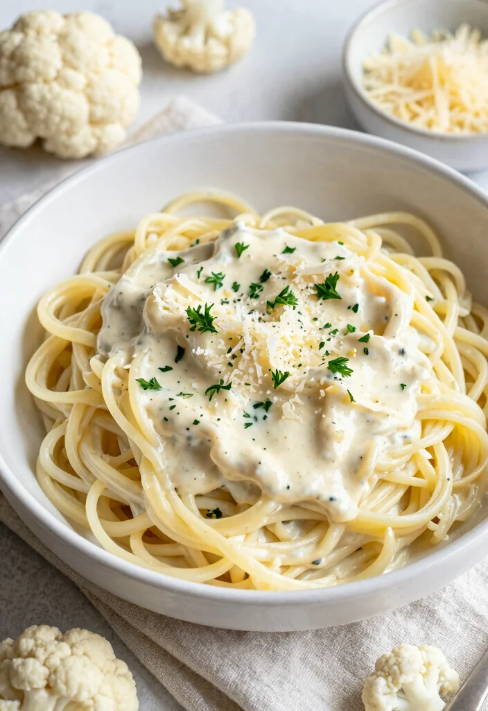12 Healthy Noodle Recipes for Light Flavor-Packed Dinners - 6. Cauliflower Noodles with Alfredo Sauce
