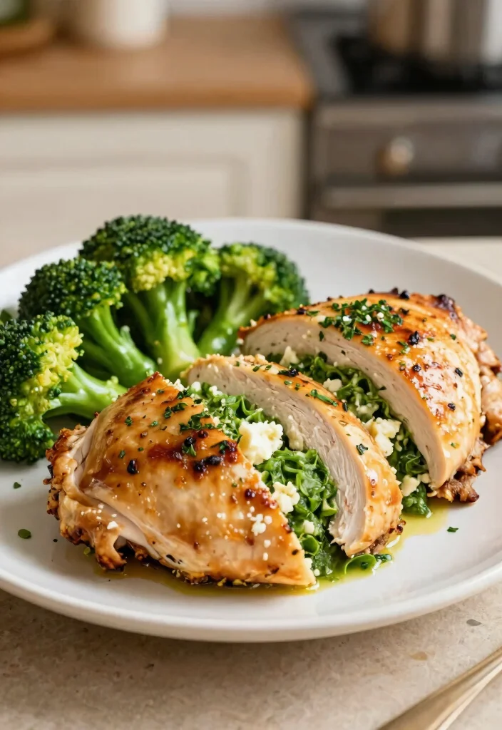 12 Keto Broccoli Recipes for Easy Healthy Low-Carb Dinners - 12. Broccoli and Feta Stuffed Chicken