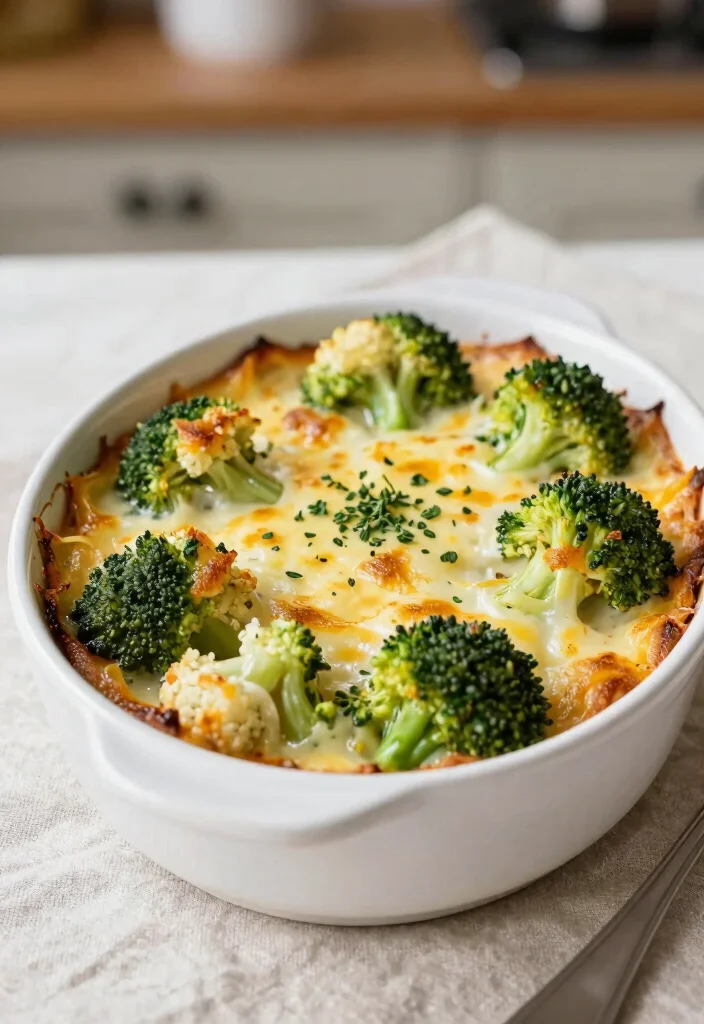 12 Keto Broccoli Recipes for Easy Healthy Low-Carb Dinners - 3. Broccoli and Cauliflower Gratin