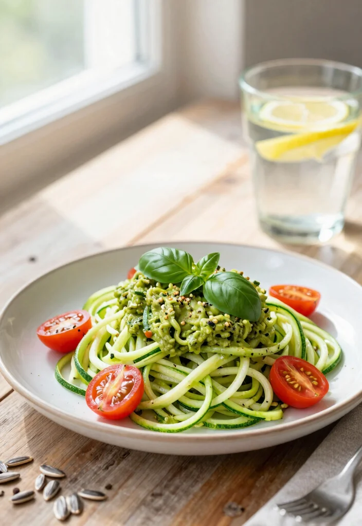 12 Light Dinner Recipes for Simple Fresh Weeknight Eating - 1. Zucchini Noodles with Avocado Pesto