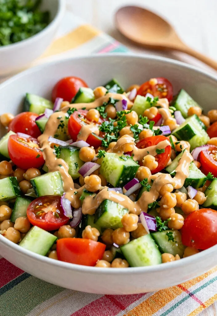 12 Light Dinner Recipes for Simple Fresh Weeknight Eating - 2. Chickpea Salad with Lemon-Tahini Dressing