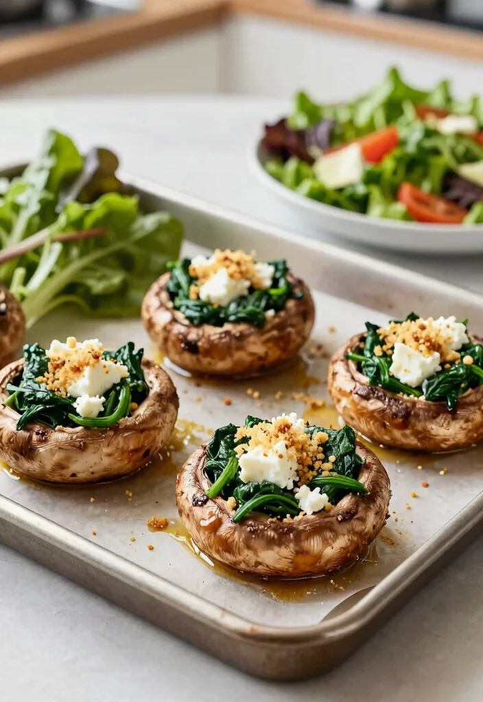12 Light Dinner Recipes for Simple Fresh Weeknight Eating - 5. Spinach and Feta Stuffed Portobello Mushrooms
