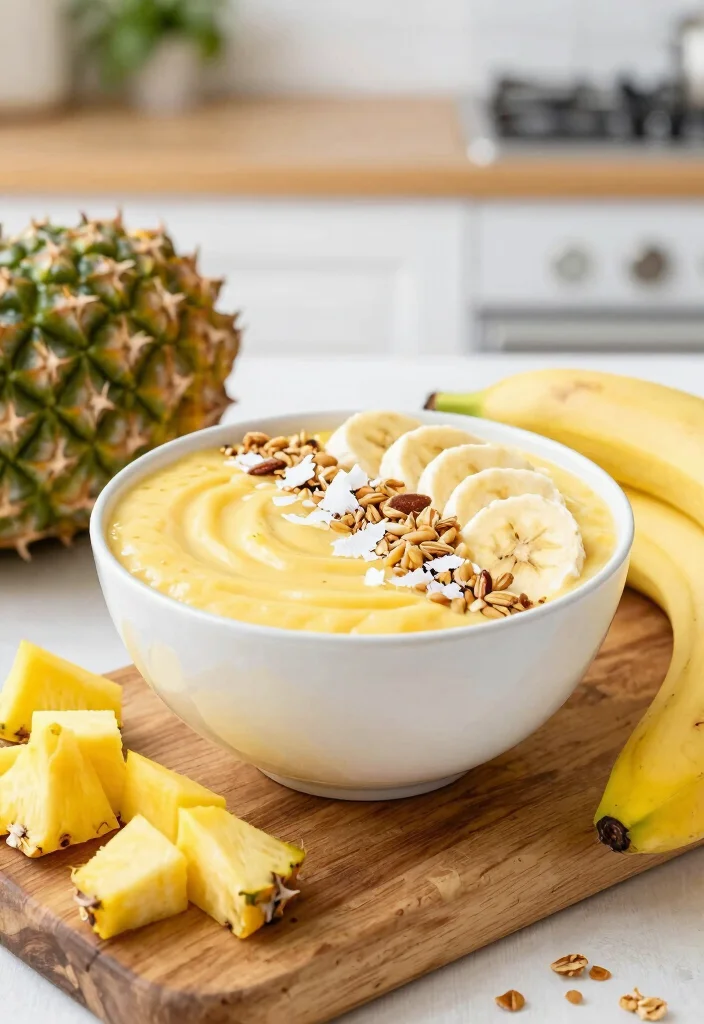 12 Pineapple Dessert Recipes for Fresh Tropical Sweet Ideas - 8. Pineapple Banana Smoothie Bowl