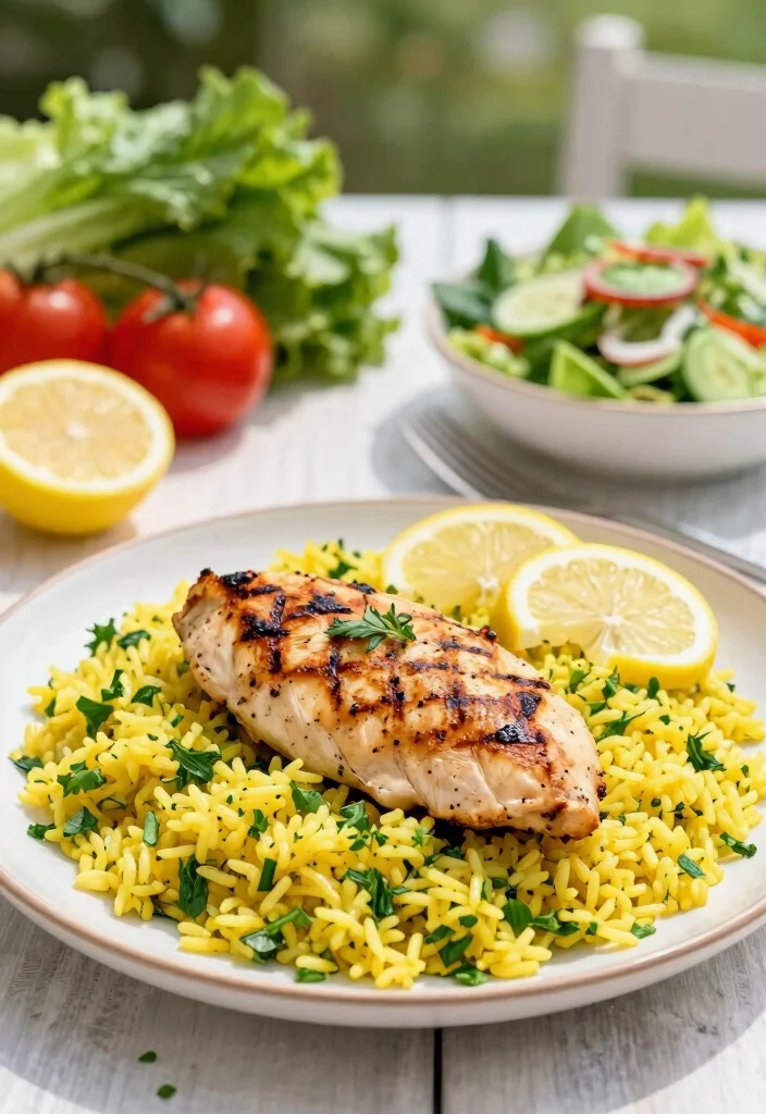 12 Rice Dinner Recipes for Simple Budget-Friendly Meals - 11. Lemon Herb Rice with Grilled Chicken
