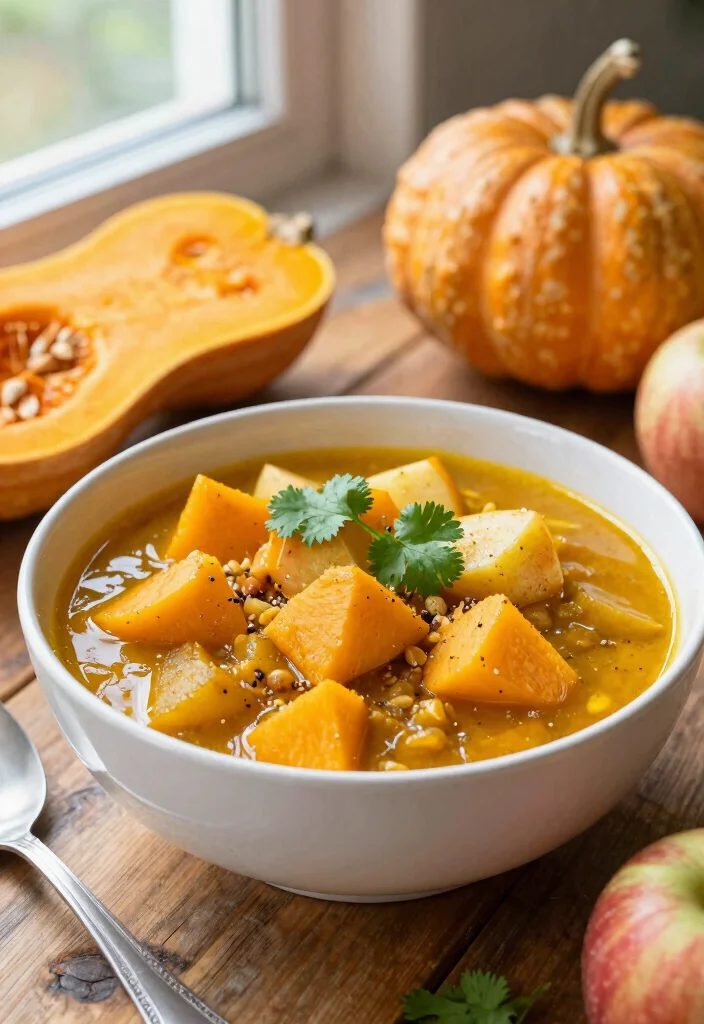 12 Vegan Fall Recipes with Cozy Seasonal Flavor Ideas - 2. Spicy Butternut Squash and Apple Stew