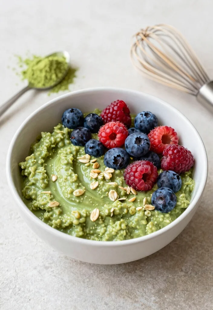14 Healthy Oatmeal Recipes for Easy Nutritious Meals - 10. Matcha Oatmeal with Berries