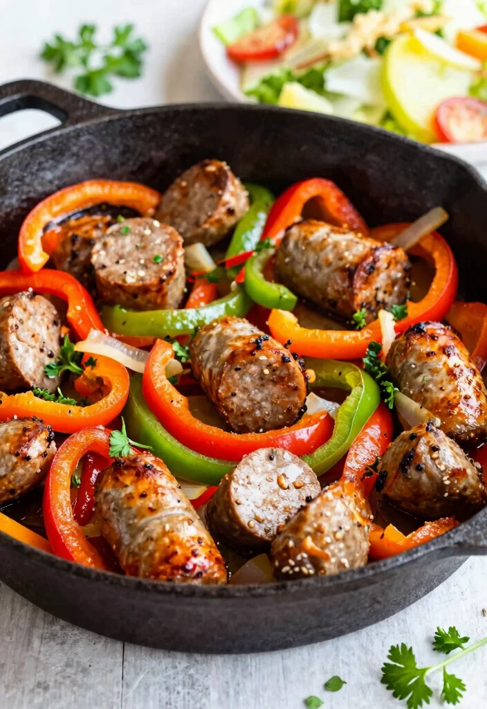 14 Low-Carb Dinner Recipes for Easy Balanced Weeknight Meals - 12. Italian Sausage and Peppers Skillet