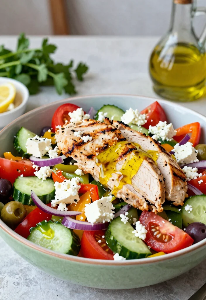 14 Low-Carb Dinner Recipes for Easy Balanced Weeknight Meals - 9. Greek Salad with Grilled Chicken