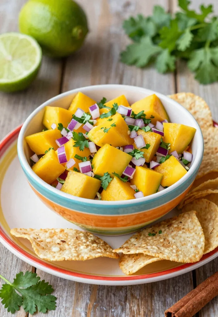 14 Summer Dessert Recipes with Fresh Easy Fruit-Forward Ideas - 9. Ripe Mango Salsa with Cinnamon Chips