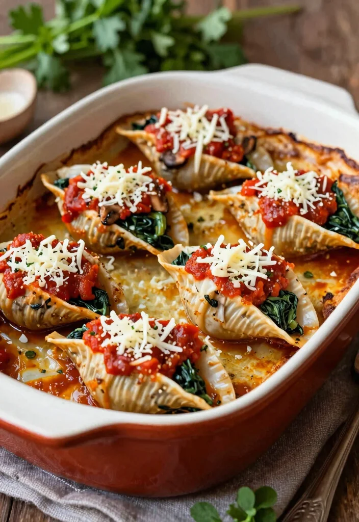 14 Vegan Pasta Recipes for Easy Comforting Weeknight Plates - 12. Mushroom and Spinach Stuffed Shells