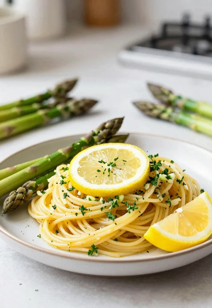 14 Vegan Pasta Recipes for Easy Comforting Weeknight Plates - 5. Lemon Garlic Asparagus Pasta