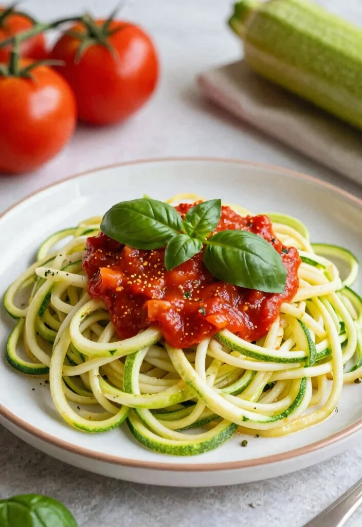 14 Vegan Pasta Recipes for Easy Comforting Weeknight Plates - 8. Zucchini Noodles with Marinara