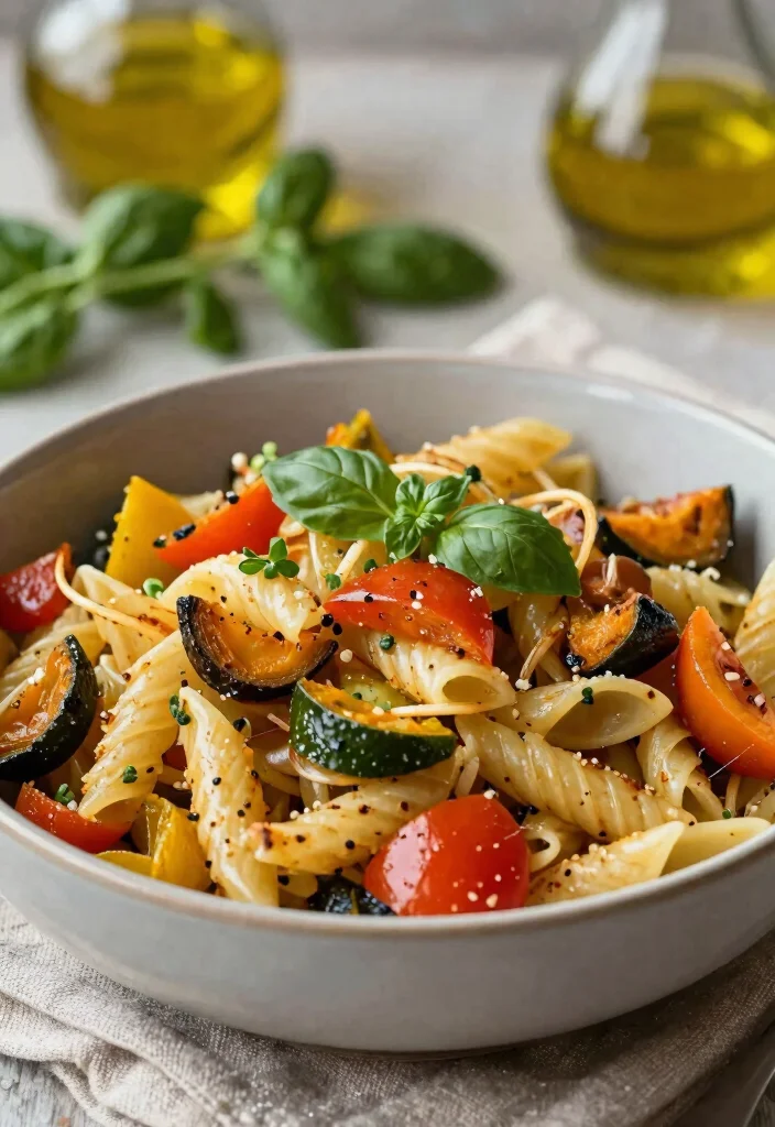 14 Vegan Pasta Recipes for Easy Comforting Weeknight Plates - 9. Roasted Vegetable Pasta