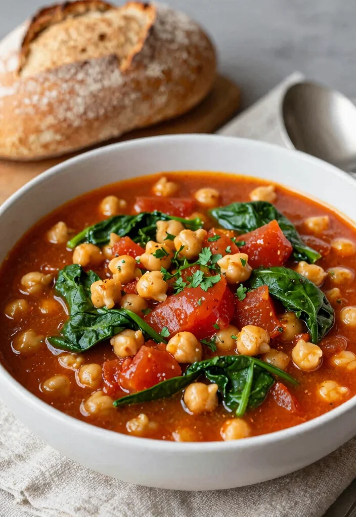 14 Vegan Vegetable Recipes for Simple Fresh Everyday Meals - 5. Spicy Chickpea and Spinach Stew