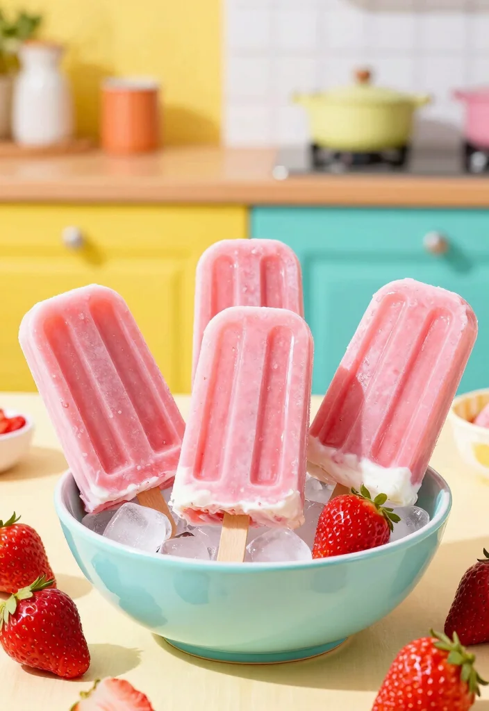 8 Simple 3-Ingredient Dessert Recipes for Fast Easy Treats - 3. Strawberry Yogurt Popsicles